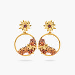 Les Néréides Loves Animals Dachshund and Flower Hoop Earrings