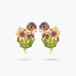 Les Néréides Loves Animals Dachshund and Stone Clip-On Earrings