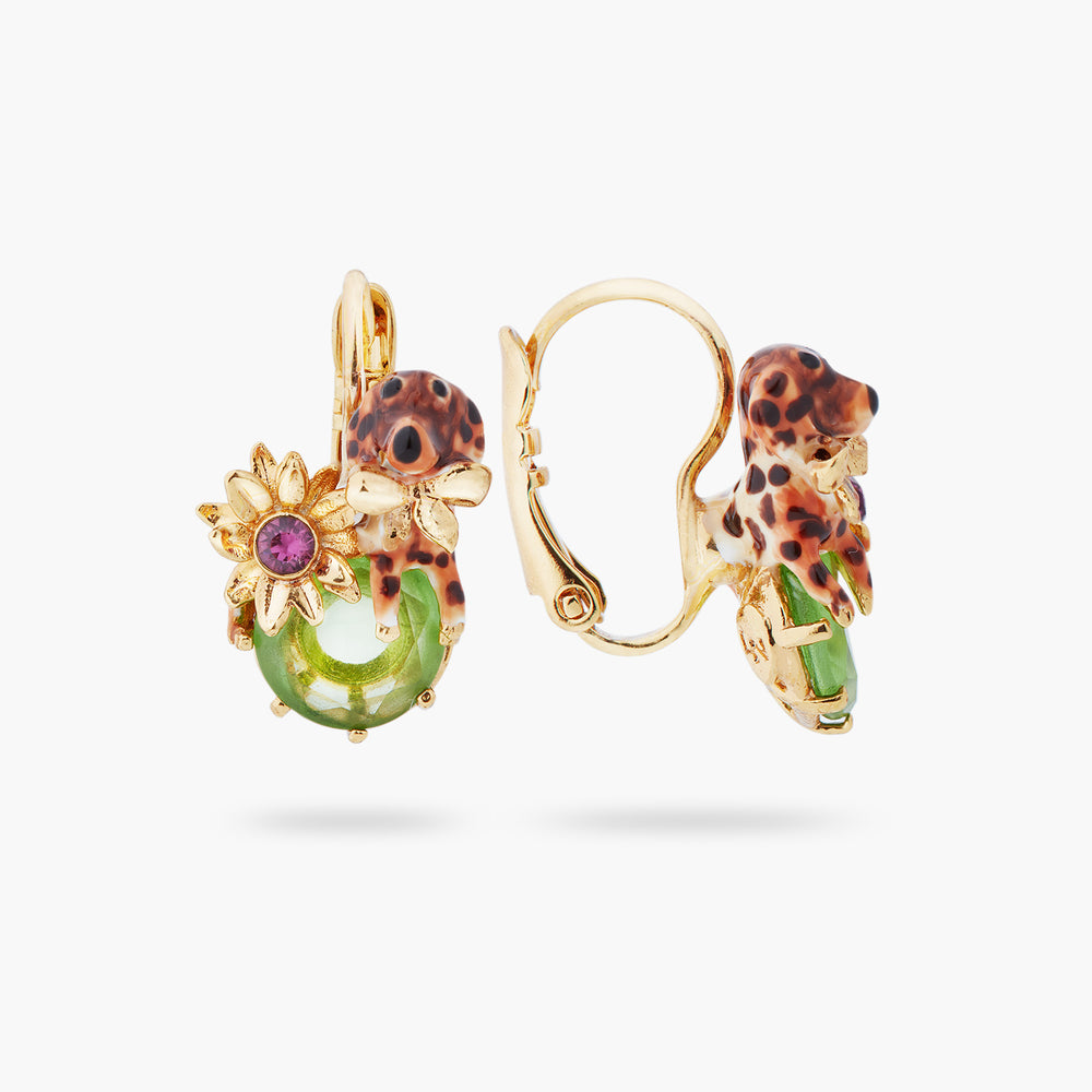 Les Néréides Loves Animals Dachshund and Stone Sleeper Earrings