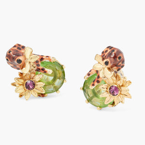 Les Néréides Loves Animals Dachshund and Stone Sleeper Earrings