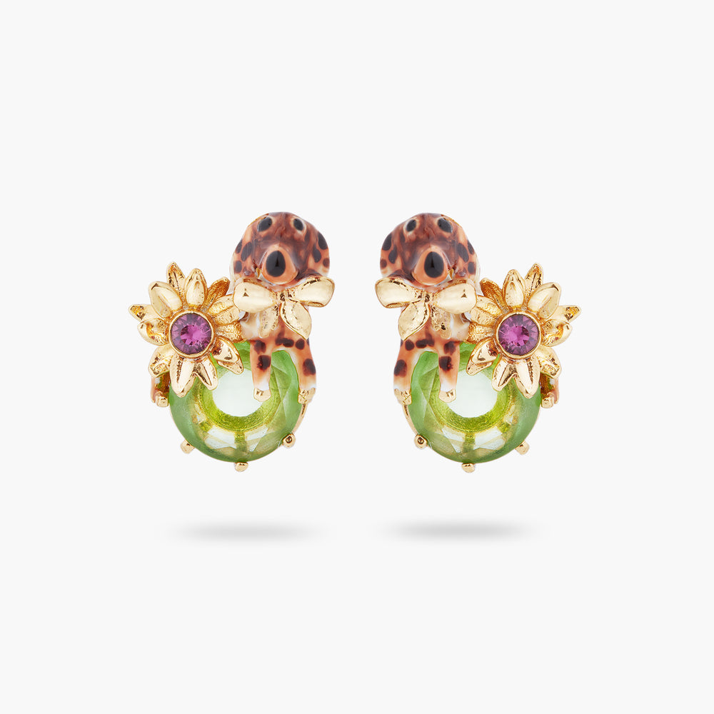 Les Néréides Loves Animals Dachshund and Stone Post Earrings