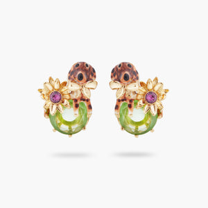 Les Néréides Loves Animals Dachshund and Stone Post Earrings