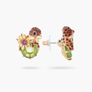 Les Néréides Loves Animals Dachshund and Stone Post Earrings