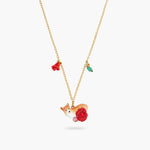 Les Néréides Loves Animals Corgi and Red Rose Pendant Necklace
