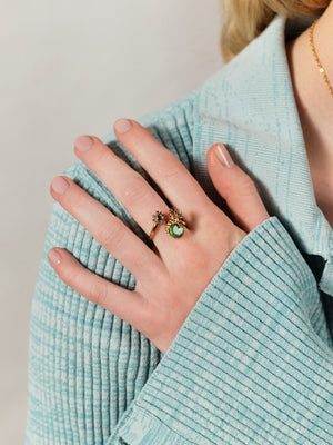 Les Néréides Loves Animals Dachshund and Stone Adjustable Ring