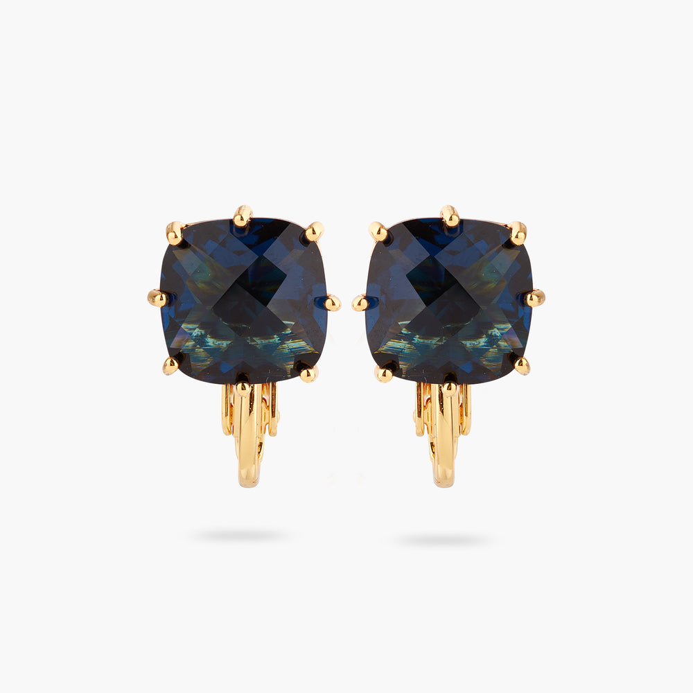 Ocean Blue Diamantine Square Stone Clip-on Earrings