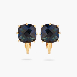 Ocean Blue Diamantine Square Stone Clip-on Earrings