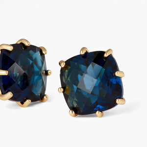 Ocean Blue Diamantine Square Stone Sleeper Earrings