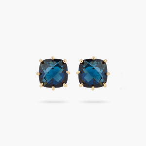 Ocean Blue Diamantine Square Stone Post Earrings