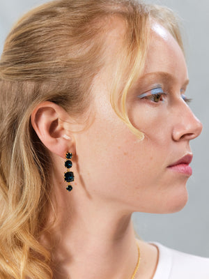 Ocean Blue Diamantine 4 stone Post Earrings