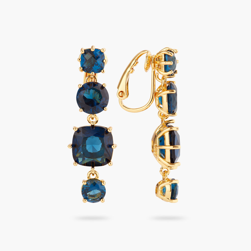 Ocean Blue Diamantine 4 Stone Clip-on Earrings