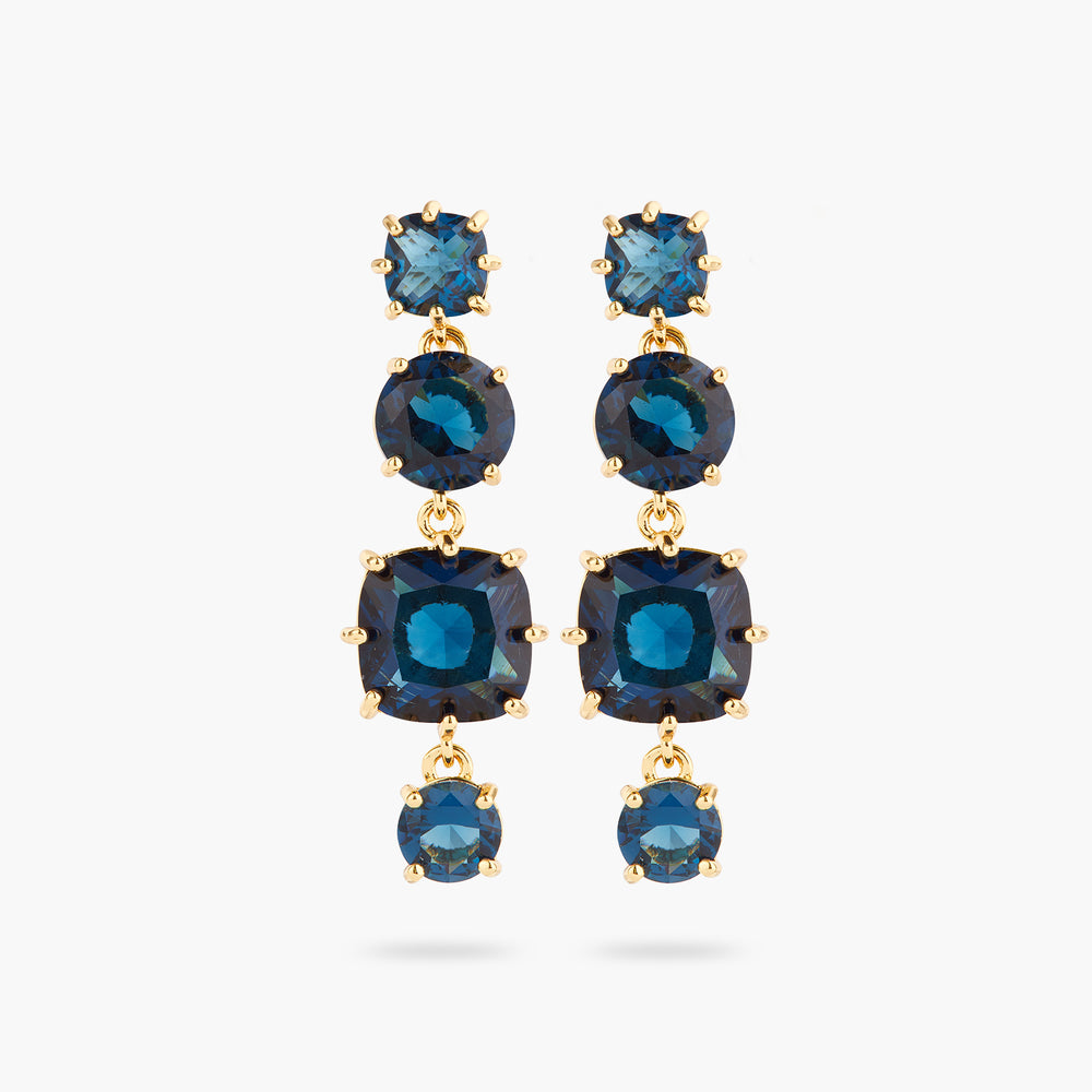 Ocean Blue Diamantine 4 stone Post Earrings