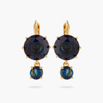 Ocean Blue Diamantine 2 Round Stone Sleeper Earrings