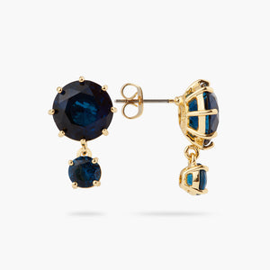Ocean Blue Diamantine 2 Round Stone Post Earrings