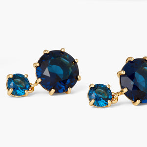 Ocean Blue Diamantine 2 Round Stone Post Earrings