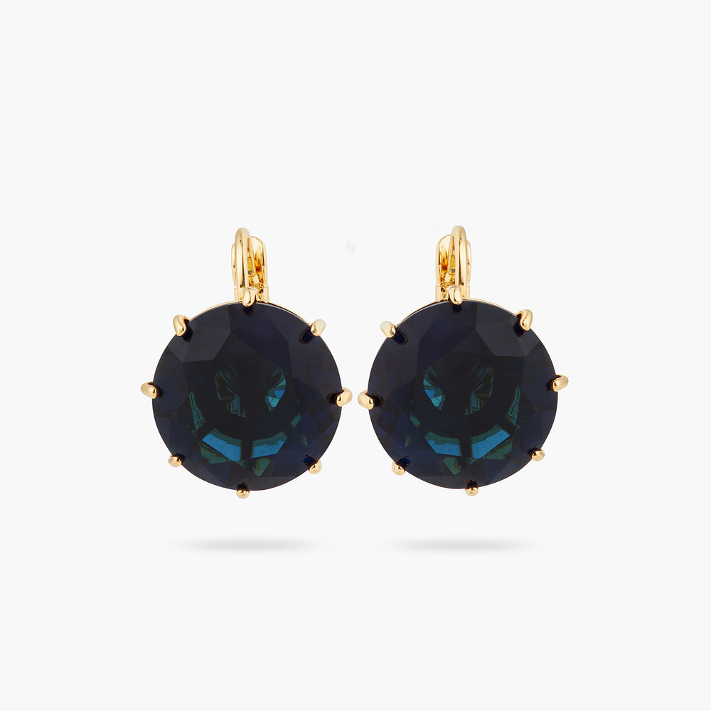 Ocean Blue Diamantine Round Stone Sleeper Earrings