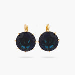 Ocean Blue Diamantine Round Stone Sleeper Earrings