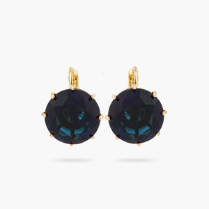 Ocean Blue Diamantine Round Stone Sleeper Earrings