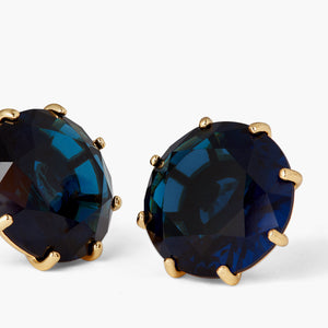 Ocean Blue Diamantine Round Stone Post Earrings