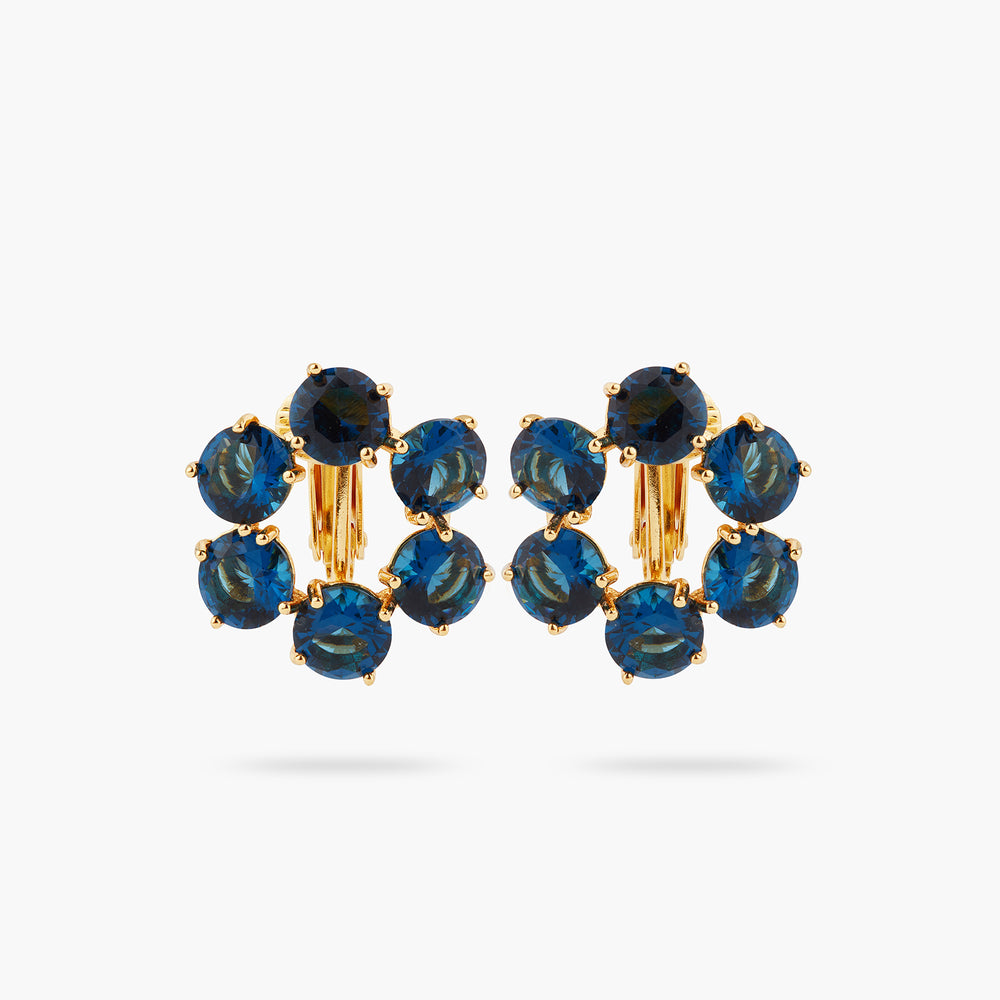 Ocean Blue Diamantine 6 Stone Clip-on Earrings