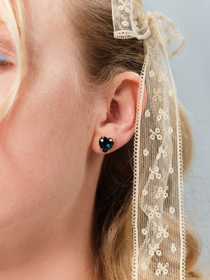 Ocean Blue Heart-Shaped Stone Post Earrings