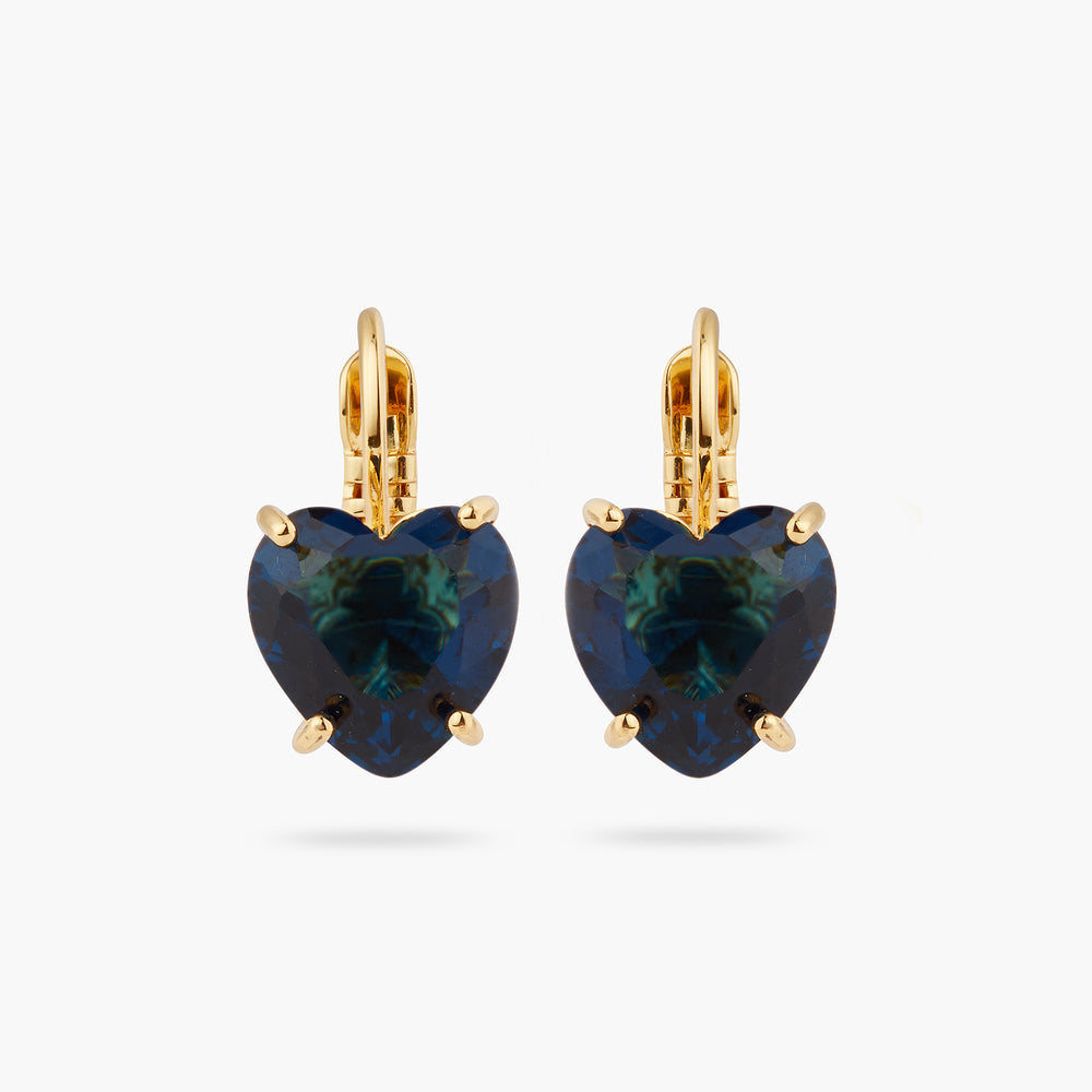 Ocean Blue Heart-Shaped Stone Sleeper Earrings