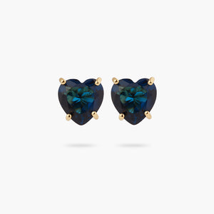 Ocean Blue Heart-Shaped Stone Post Earrings