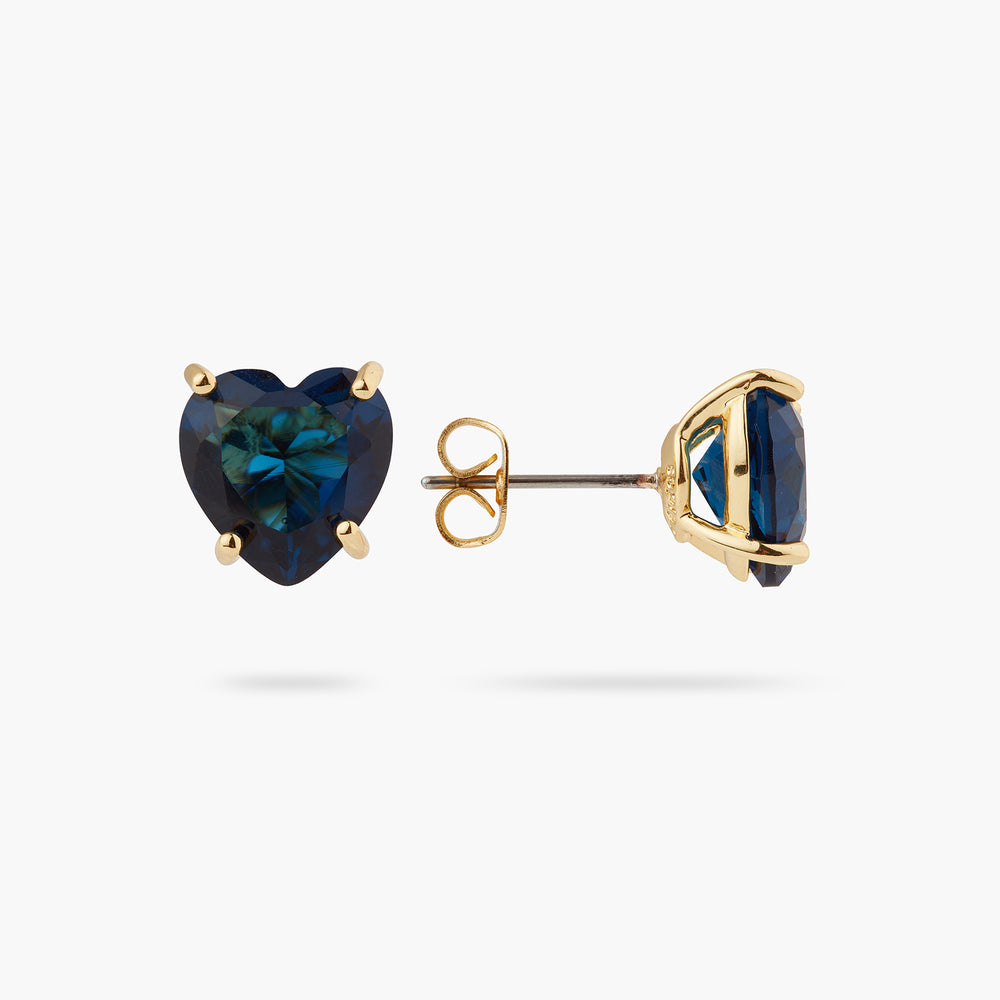 Ocean Blue Heart-Shaped Stone Post Earrings