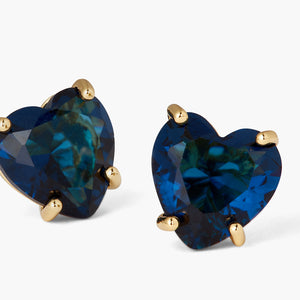 Ocean Blue Heart-Shaped Stone Post Earrings