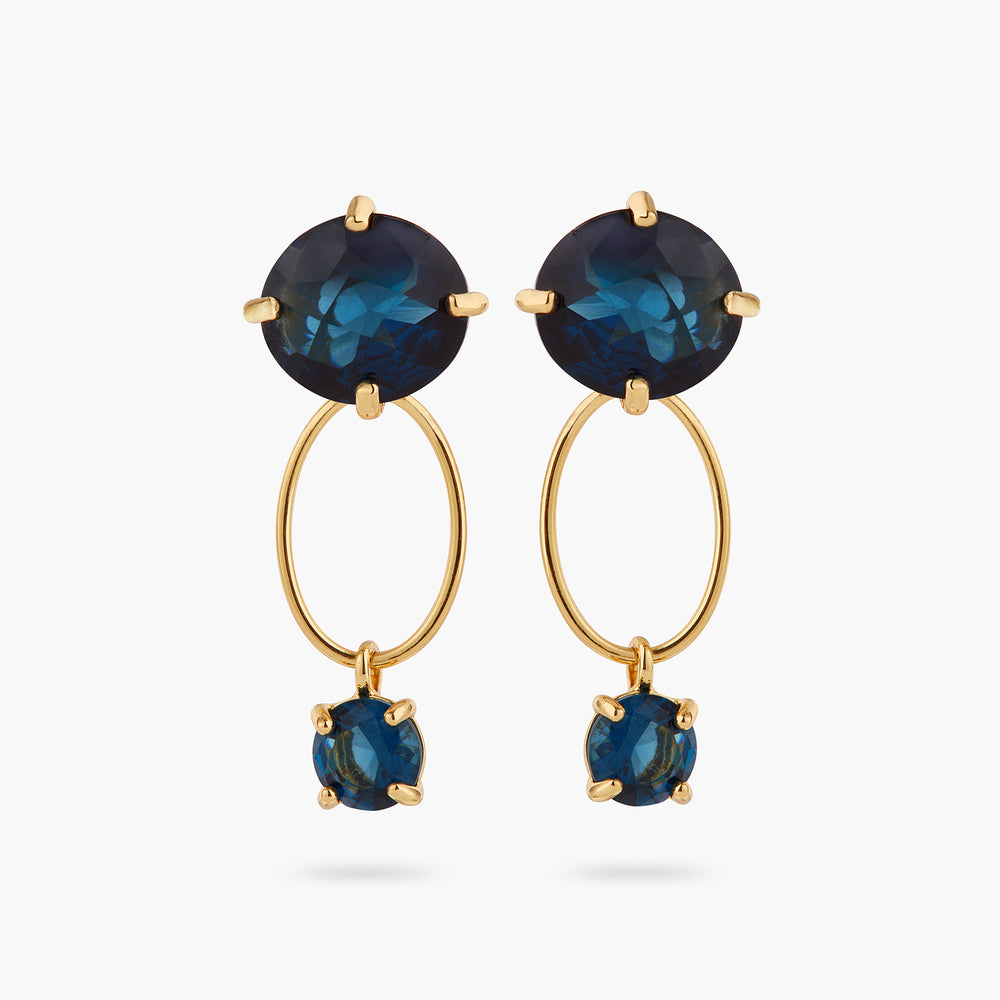 
            
                Load image into Gallery viewer, Ocean Blue Diamantine Oval Ring with Round Stone Post Earrings
            
        
