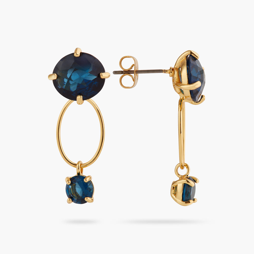 
            
                Load image into Gallery viewer, Ocean Blue Diamantine Oval Ring with Round Stone Post Earrings
            
        