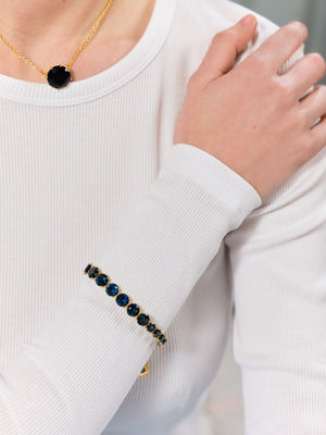 Ocean Blue Diamantine Luxurious One-Row Bracelet