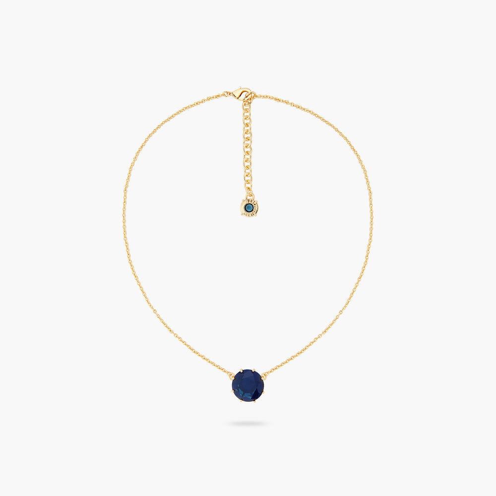 Ocean Blue Diamantine Round Stone Pendant Necklace