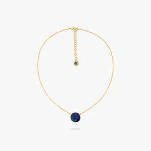 Ocean Blue Diamantine Round Stone Pendant Necklace