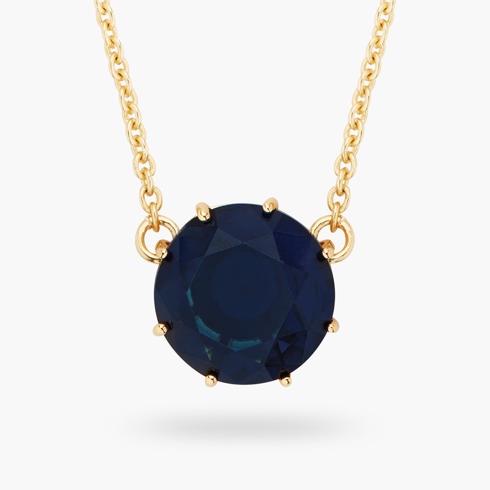 Ocean Blue Diamantine Round Stone Pendant Necklace