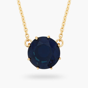 Ocean Blue Diamantine Round Stone Pendant Necklace