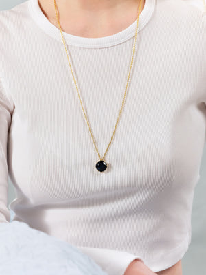 Ocean Blue Diamantine Round Stone Long Necklace