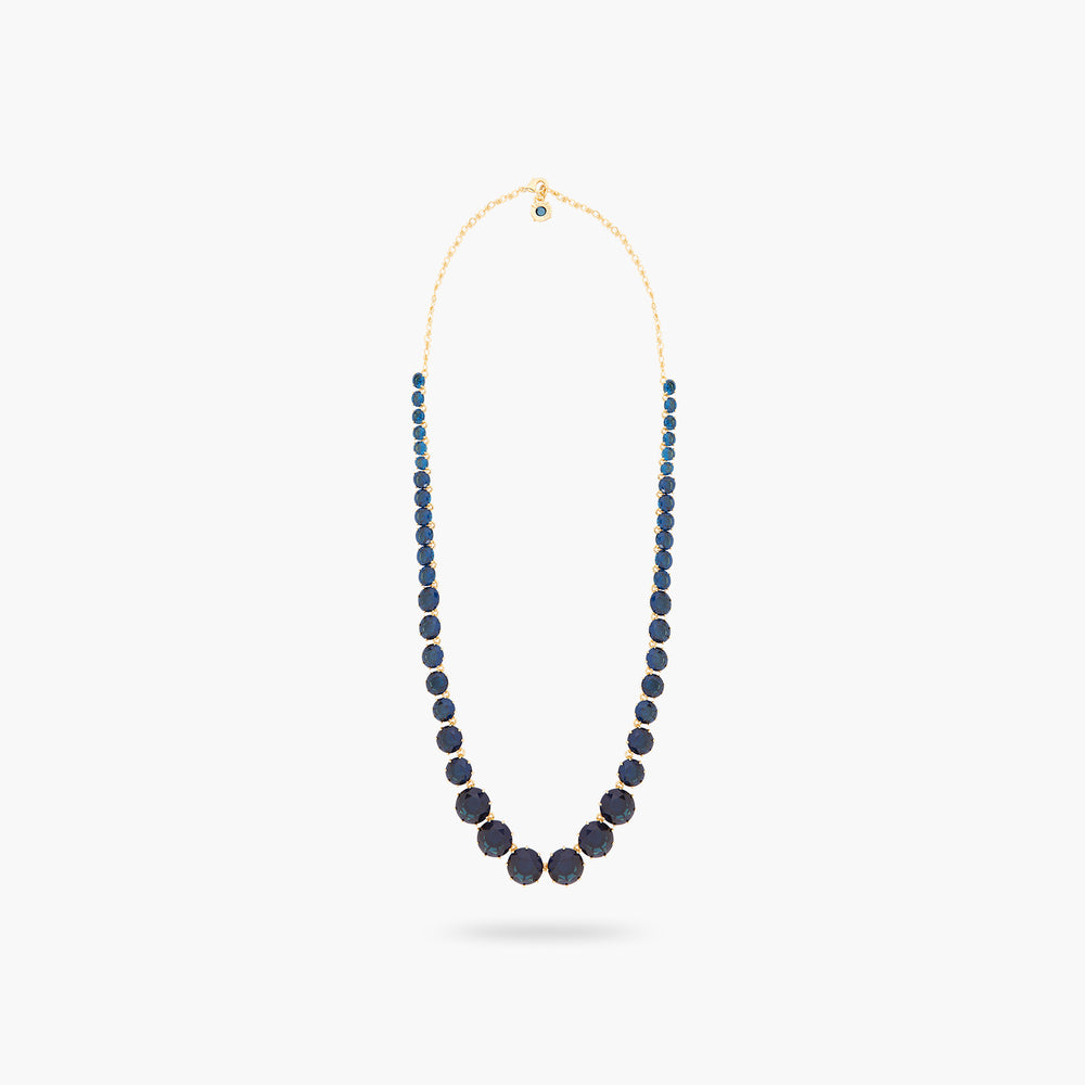 Ocean Blue Diamantine Multiple Round Stone Long Necklace