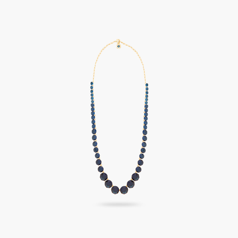 
            
                Load image into Gallery viewer, Ocean Blue Diamantine Multiple Round Stone Long Necklace
            
        