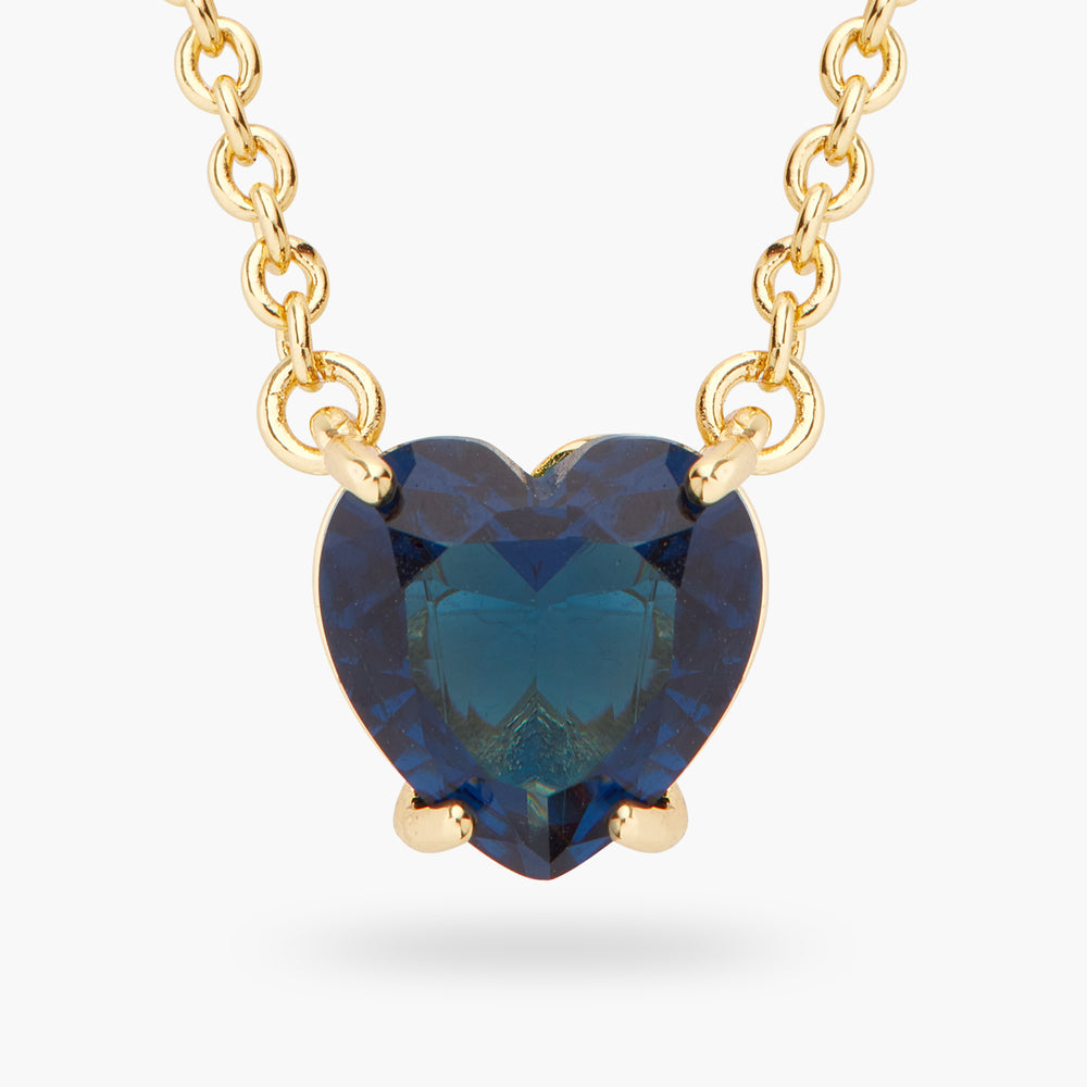 Ocean Blue Diamantine Heart Stone Necklace