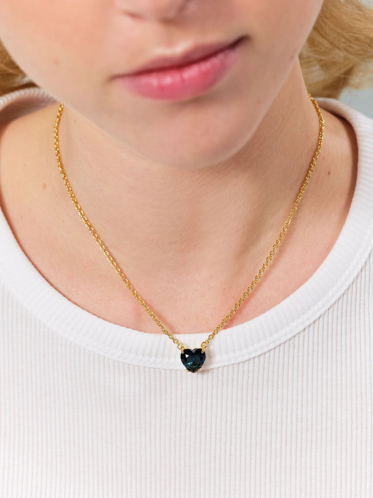 Ocean Blue Diamantine Heart Stone Necklace
