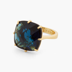 Ocean Blue Diamantine Square Solitaire Ring