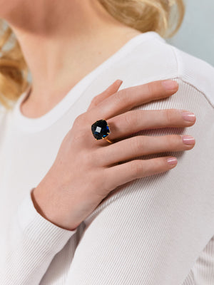 Ocean Blue Diamantine Square Solitaire Ring