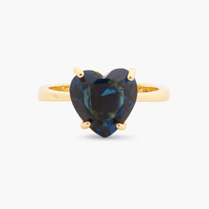 Ocean Blue Diamantine Heart-Shaped Solitaire Ring