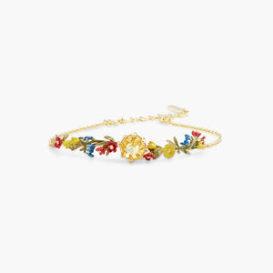 Autumn Flower and Round Stone Fine Bracelet