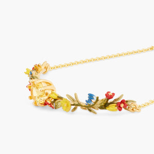 Autumn Flower and Round Stone Fine Bracelet