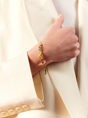 Autumn Flower and Round Stone Fine Bracelet