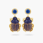 Sacred Egyptian Blue Scarab Beetle Post Earrings