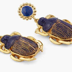 Sacred Egyptian Blue Scarab Beetle Post Earrings
