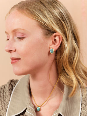 Turquoise Scarab Beetle Post Earrings